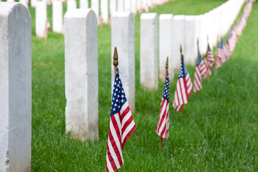 Memorial Day Grave Stones w/Flags