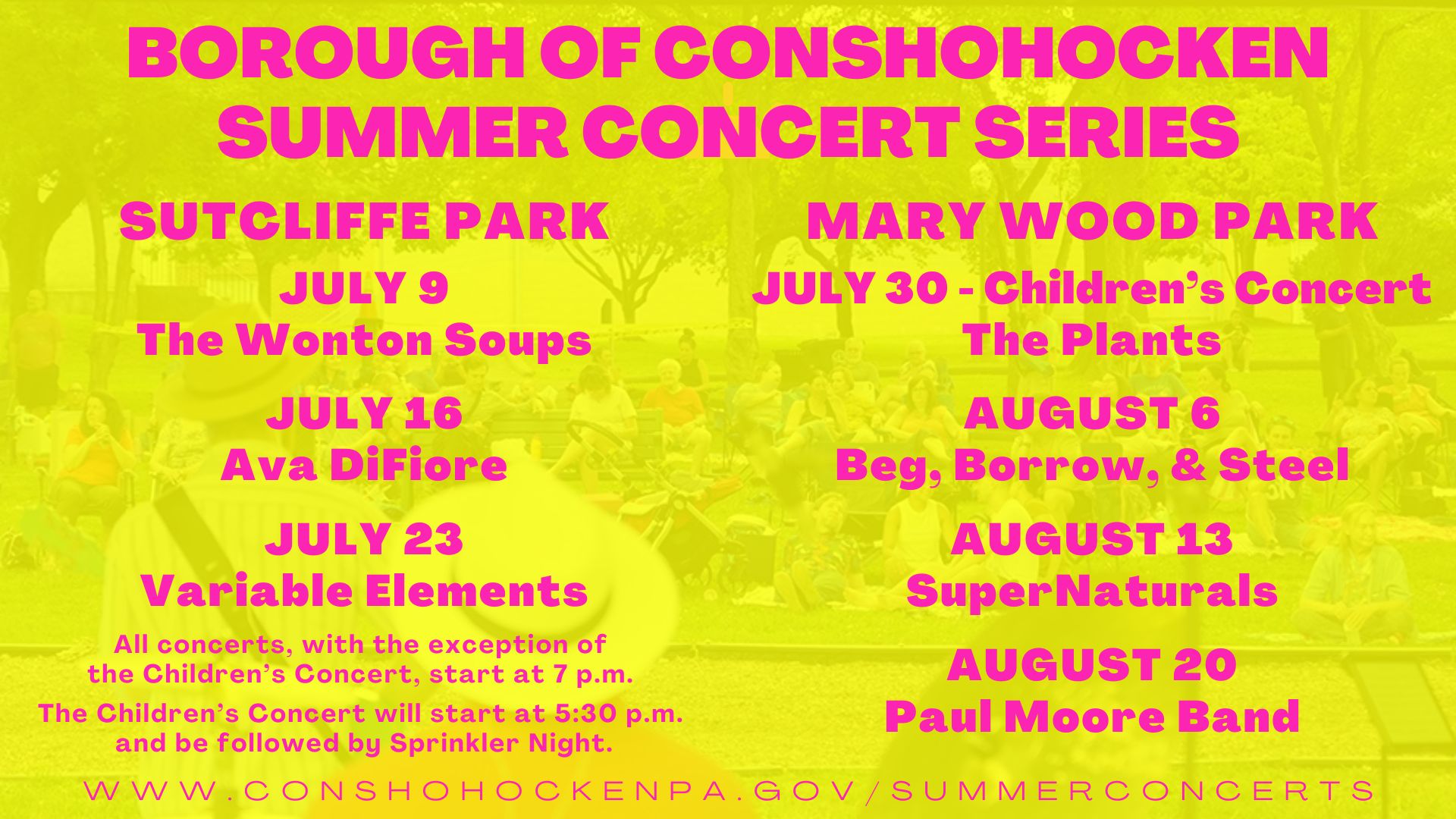 Borough of Conshohocken Announces 2026 Summer Concert Series Lineup