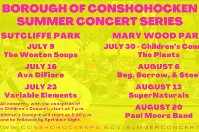 Borough of Conshohocken Announces 2026 Summer Concert Series Lineup